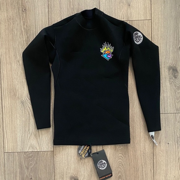 NWT Rip Curl Junior Dawn Patrol Jacket Wetsuit Top Black size 12 - Picture 1 of 5